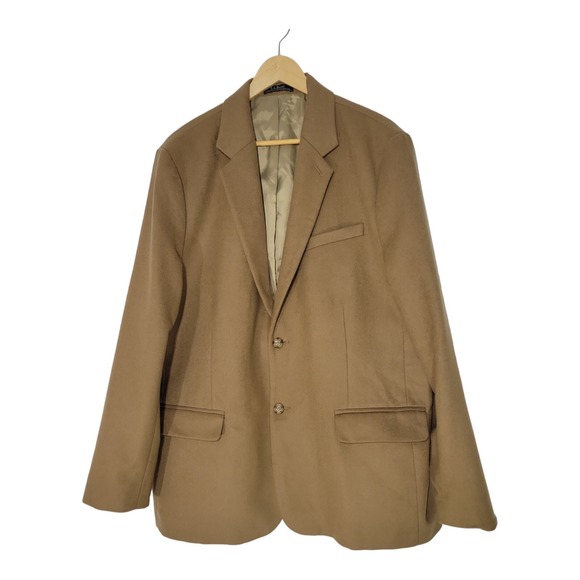 LL Bean Mens Tan Wool & Cashmere Blazer Jacket Sport Coat 48R